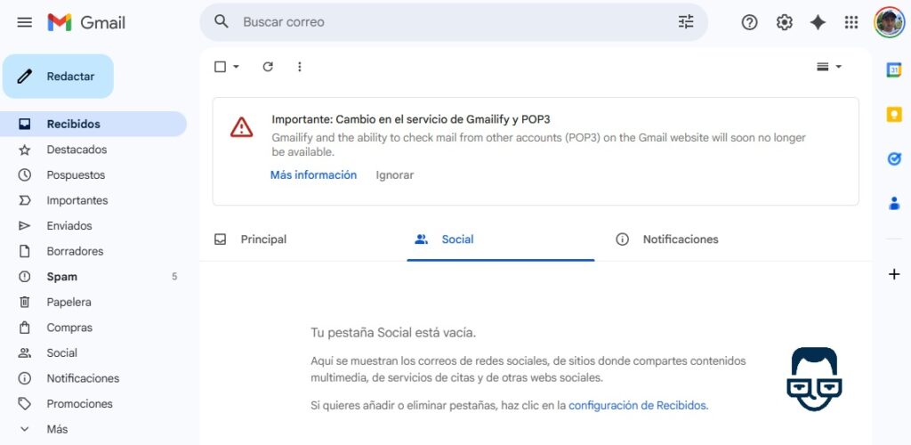 Cambio en el servicio de Gmailify y POP3