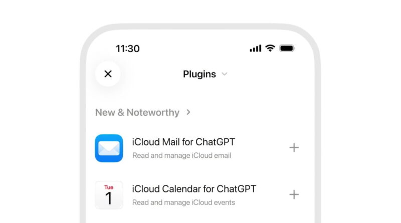 ChatGPT ahora puede conectarse con iCloud Mail y Calendar gracias a sus nuevos complementos